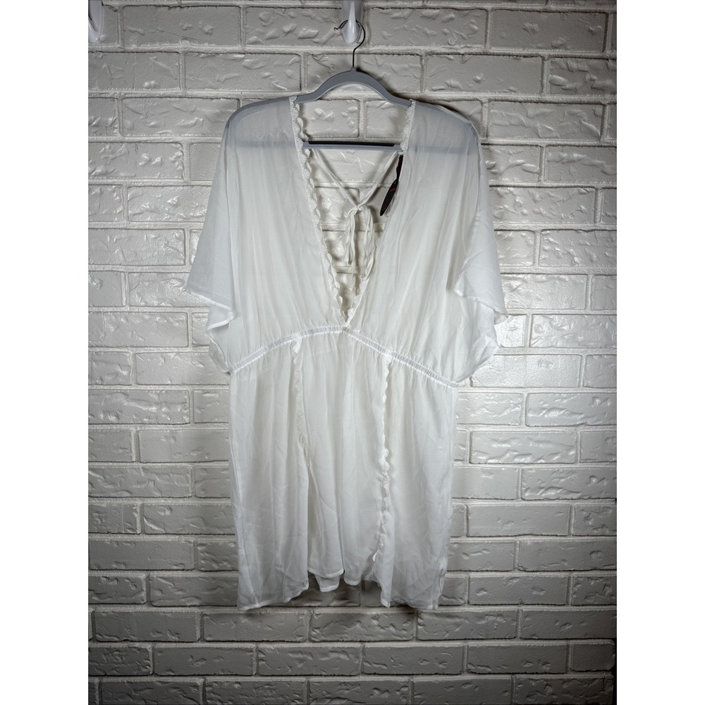 ADOME XXL White Sheer Swim Cover Up Beach Dress Boho Resortwear NWT